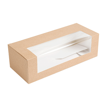 BELLE VOUS Lot 50 Boîtes à Pâtisserie Carton Kraft Marron Avec Fenêtre - 15,2 X 15,5 X 6,3 Cm - Emballage Gâteau Cupcake Cookie Jetable
