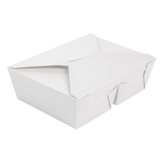 Boite américaine en carton pour plats cuisinés Blanc 2 compartiments 990+990 ml - carton de 200 unités