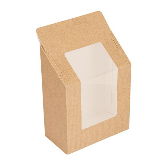 Boîte wraps et tacos en carton nano-micro avec fenêtre et fermeture auto-adhésive - 9.2x5.1x9.2x12.5cm - carton de 600 unités