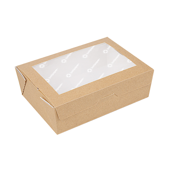 Boîte salade en carton nano-micro avec fenêtre sans plastique 1000 ml - 12x17x5.5 cm - carton de 200 unités