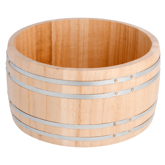 Baril en bois pot de présentation-  Diam - 16,5x8(h)cm