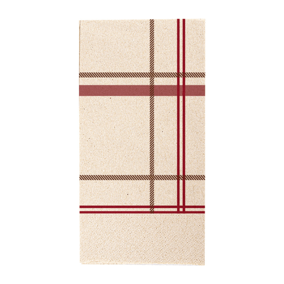Serviette 2 plis 40x40cm pliage 1/8 Beige TARTAN - Carton de 1800 unités