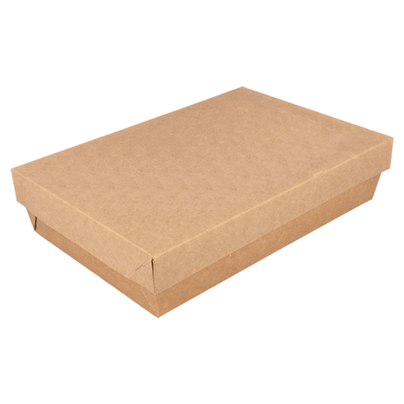 Boite salade 1300 ml en carton avec base étanche et couvercle - 21x14x5 cm - carton de 200 unités