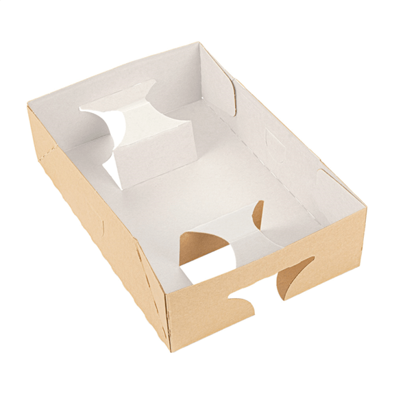 Porte Gobelets en carton ondulé nano-micro 4 emplacements + 1 compartiment  - carton de 300 unités