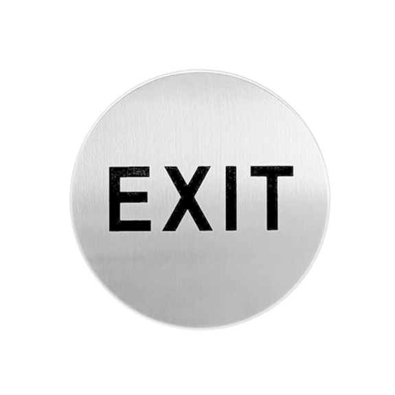 Plaque de signalisation auto adhésive EXIT diamètre 7.5 cm en inox