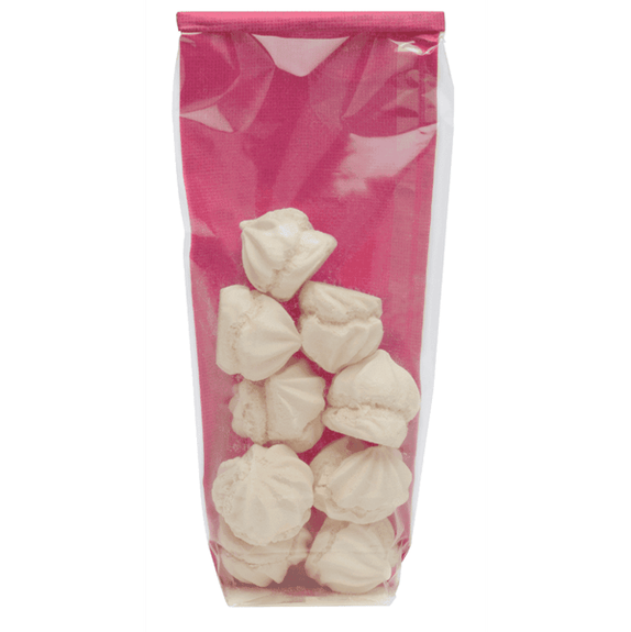 Sachet avec fond PP type TOILE DE JUTE ROSE 100 x 220 mm - pack de 100 unités