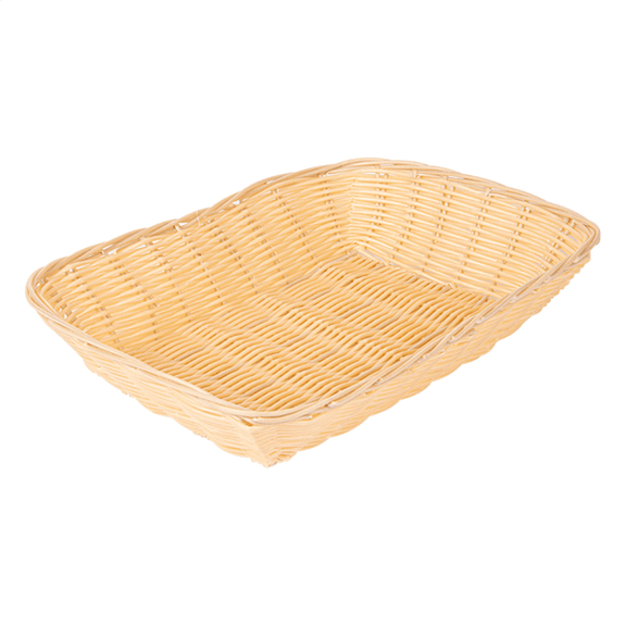 Panier rectangulaire alimentaire imitation osier - pack de 12 unités