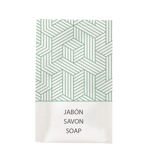 Savonnette blanche 20 g en sachet individuel en papier Therapy - Carton de 500 unités