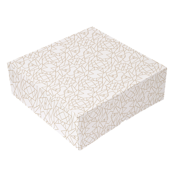 Boîte pâtissière Blanche décorée 30x30x8(h) cm - pack de 50 unités