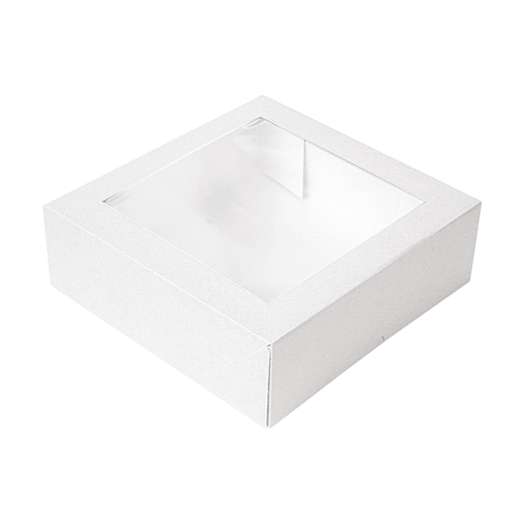 Boîte pâtissière blanche avec fenêtre 23x23x7.5(h) cm - carton de 200 unités