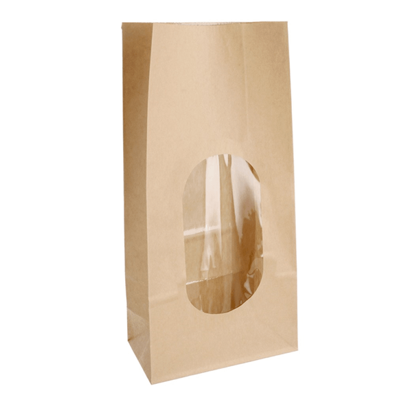 Sachet kraft SOS avec fenêtre 2.5 litres 13 + 8 x 23.5 cm - carton de 500 unités