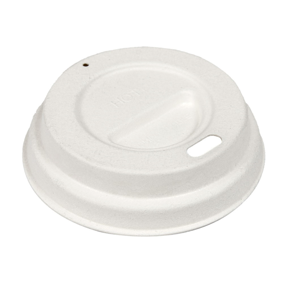 Couvercle écologie en bagasse BLANC pour gobelet a café 12 cl - carton de 2000 unités