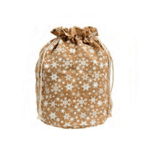 Sachet Noël réutilisable en toile de jute avec fermeture 38 x 56 cm -  Pack de 10 unités