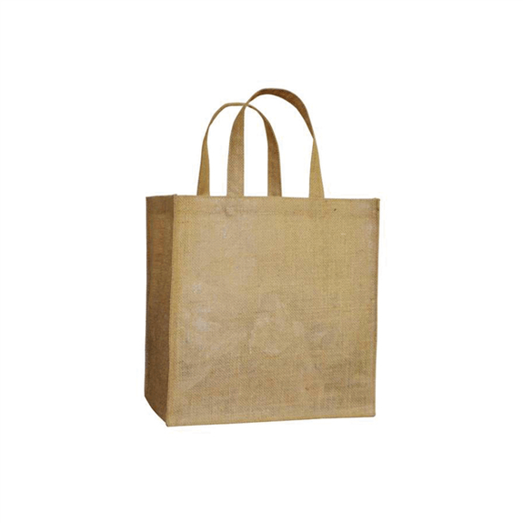 Sac réutilisable en toile de jute avec poignées plates 29 + 18 x 30 cm -  Pack de 10 unités
