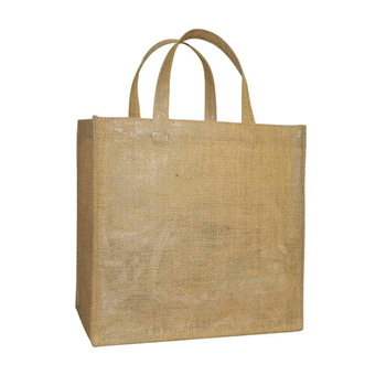 Sac réutilisable en toile de jute avec poignées plates 33 + 24 x 34.5 cm -  Pack de 10 unités