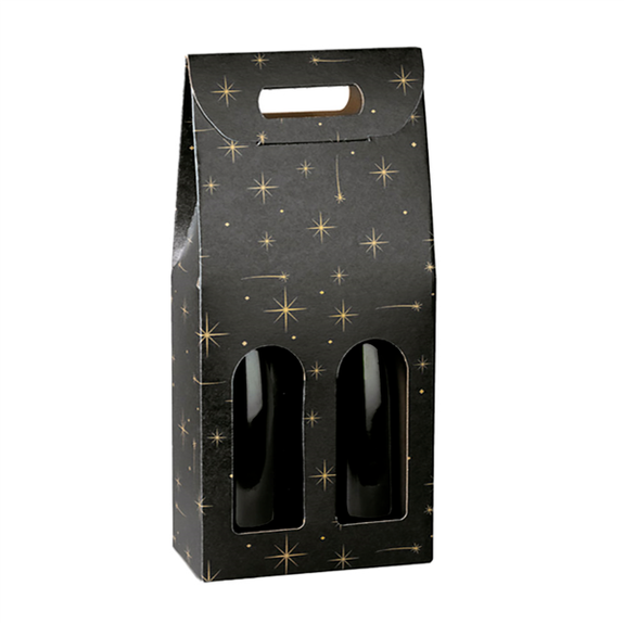 Etui 2 bouteilles 18x9x38.5cm Noir Constellations - Carton de 30 unités