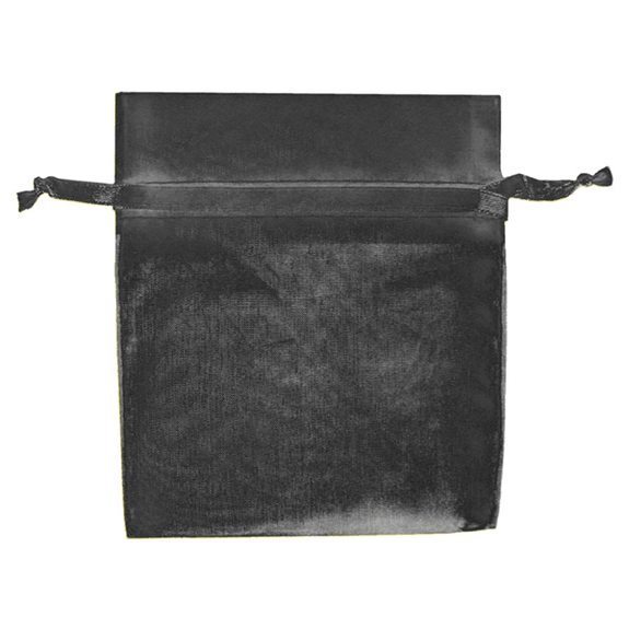Sachet organza noir avec fermeture satinée 12.5 x 17 cm - Pack de 48 unités