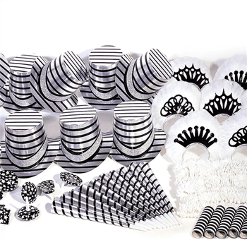 Assortiment de cotillons pour 20 personnes "Strips" Argent