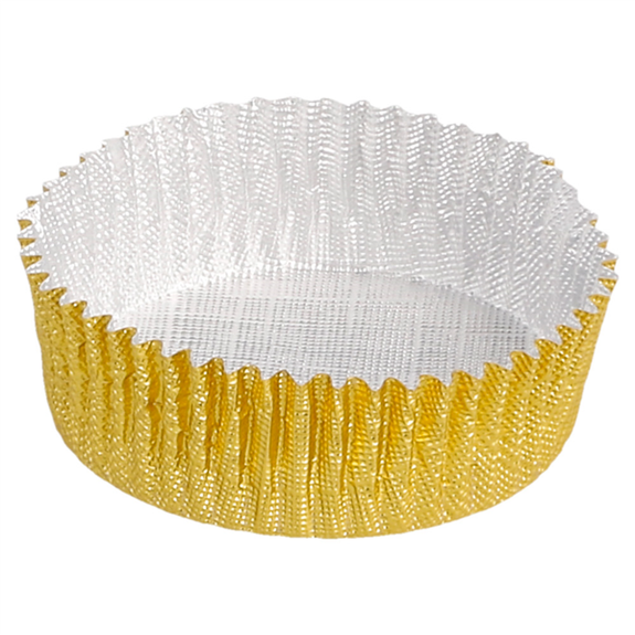 Caissettes à petits fours aluminium doré Ø 3.9 cm x 1.3 cm (h) - pack de 1500 unités