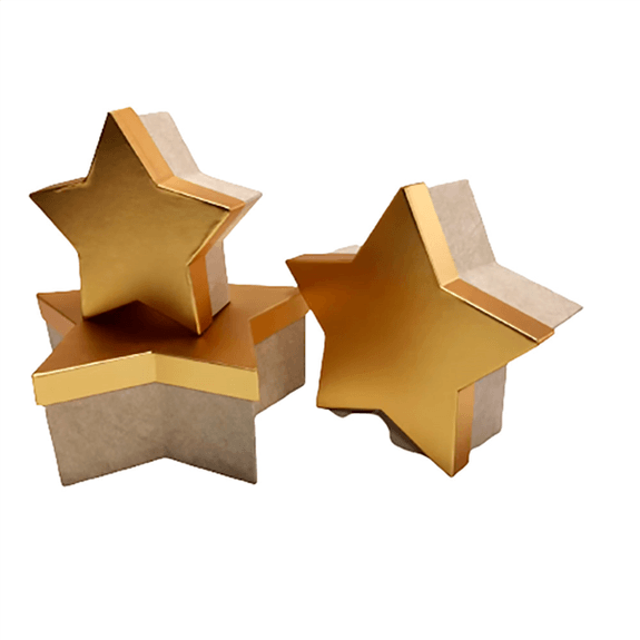 Lot de 3 boites en cartons en forme d'étoiles couleur Or
