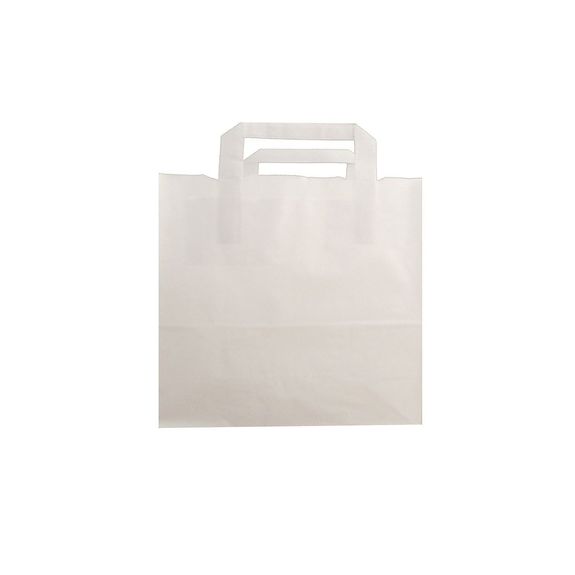 Sac papier avec poignées plates 22 + 10 x 29 cm neutre BLANC - carton de 250 unités