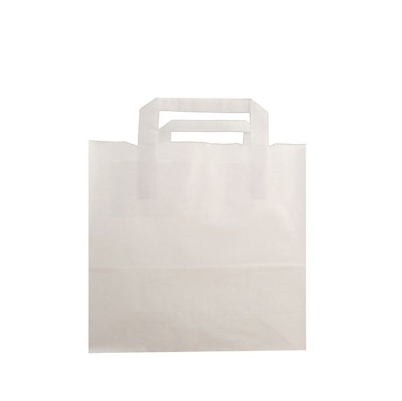 Sac papier avec poignées plates 32 + 16 x 31 cm neutre BLANC - carton de 250 unités