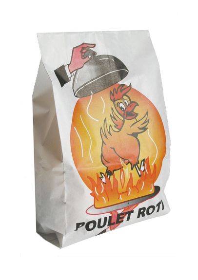 Sac poulet kraft blanc pour poulet rôti 18 + 6.5 x 35 cm - carton de 500 unités