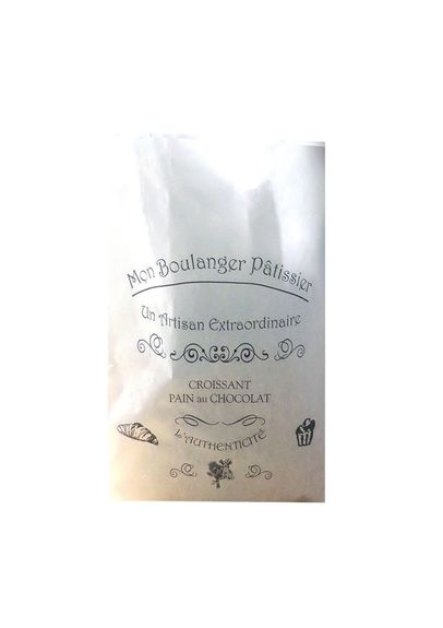 Sac à croissants Kraft blanc avec impression 14 + 7 x 21 cm - carton de 1000 unités