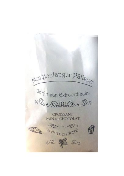 Sac à croissants Kraft blanc avec impression 17 + 7 x 36 cm - carton de 1000 unités