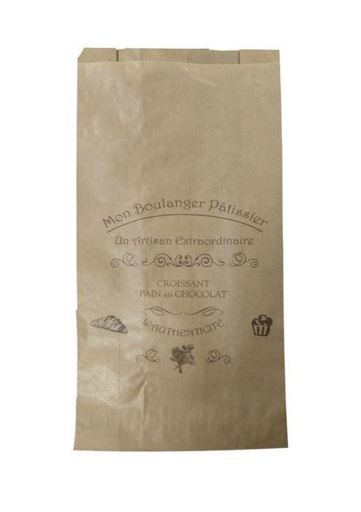 Sac à croissants Kraft avec impression 14 + 7 x 27 cm - carton de 1000 unités