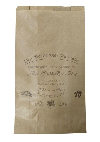 Sac à croissants Kraft avec impression 25 + 7 x 36 cm - carton de 1000 unités