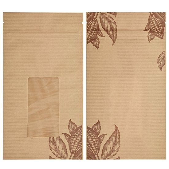 Etui pour tablette de chocolat avec zip Kraft Cabosse - carton de 100 unités