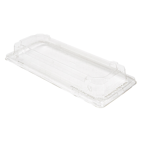 Couvercle pour barquette Sushi en RPET 100% recyclé 225 ml - 22.4 x 9.5 x 3.5 cm - pack de 164 unités