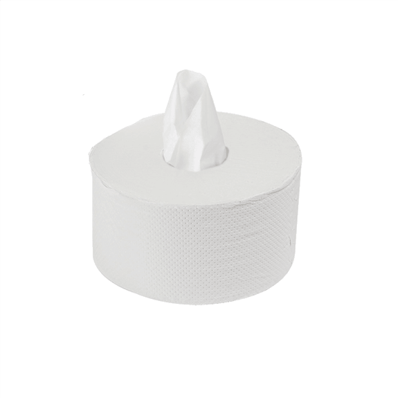 Rouleau papier toilette blanc dévidage central 20 x 11 cm - Diam int 4.6 cm - Cellulose - 180m - 12 rouleaux