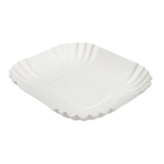 Plateau en carton blanc pâtisseries & fast-foods 15 x 12 x 2 cm - carton de 2000 unités