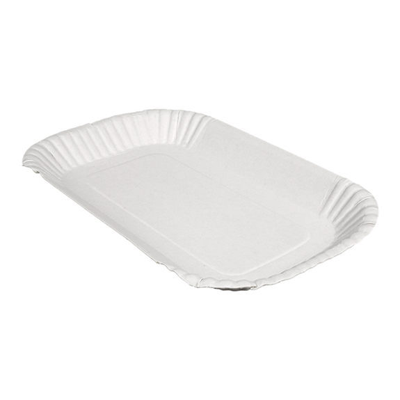 Plateau en carton blanc pâtisseries & fast-foods 23 x 15 x 2 cm - pack de 100 unités