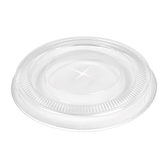 Couvercle plat en PLA avec croix pour pot compostable en PLA 20 cl à ras bord - carton de 1250 unités