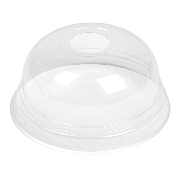 Couvercle dôme en PLA avec trou pour pot compostable en PLA 20 cl à ras bord - carton de 1250 unités
