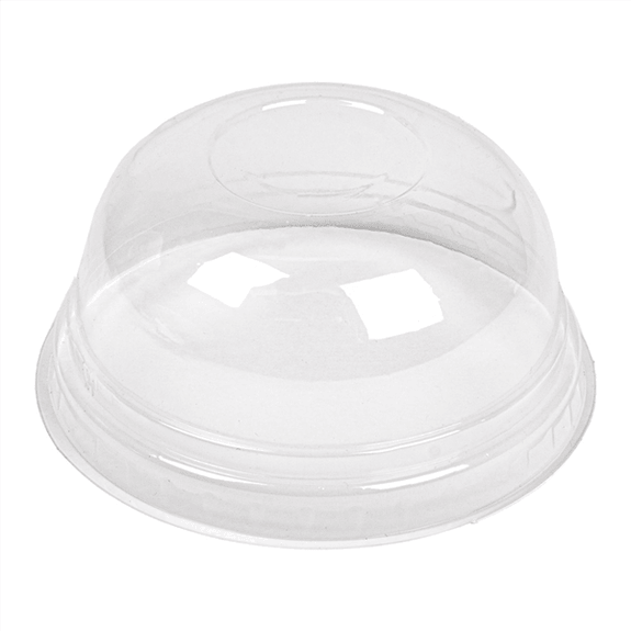 Couvercle dôme en PLA sans trou pour pot compostable en PLA 20 cl à ras bord - carton de 1250 unités