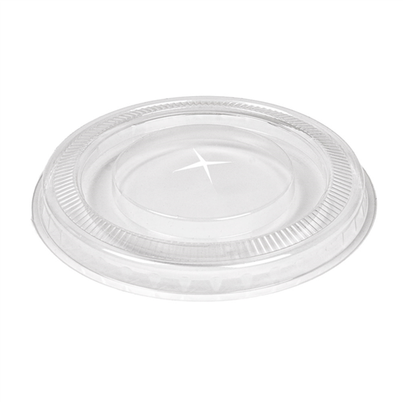 Couvercle plat en PLA avec croix pour pot compostable en PLA 57.5 cl à ras bord - carton de 800 unités