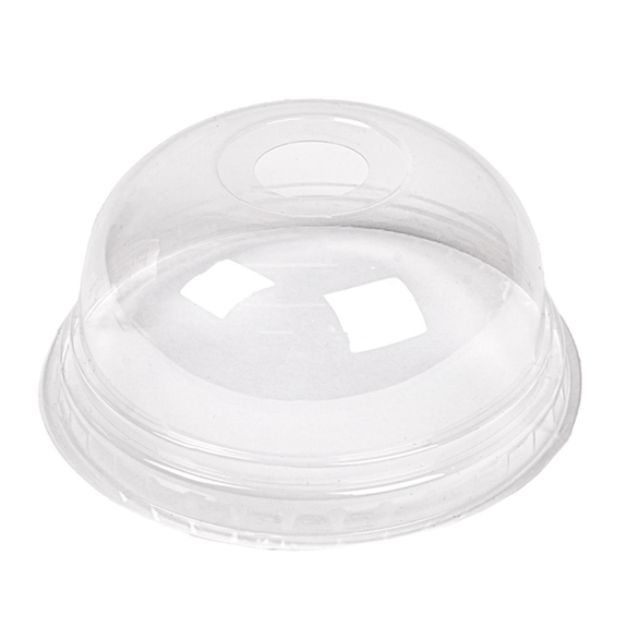 Couvercle dôme en PLA avec trou pour pot compostable en PLA 57.5 cl à ras bord - carton de 800 unités