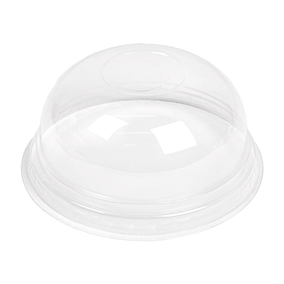 Couvercle dôme en PLA sans trou pour pot compostable en PLA 57.5 cl à ras bord - carton de 800 unités