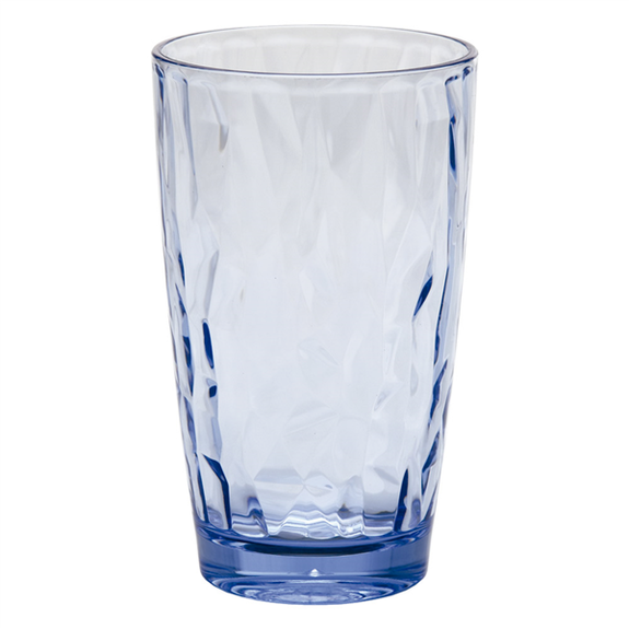 Verre effet relief bleu en polycarbonate 480 ml - paquet de 6 unités