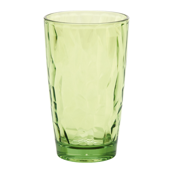 Verre effet relief vert en polycarbonate 480 ml - paquet de 6 unités