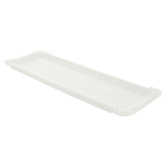 Plateau en carton blanc pâtisseries & fast-foods 23 x 8 cm - carton de 2500 unités