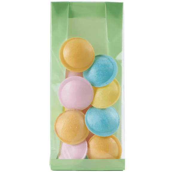 Sachet SOS fond PP Vert Pastel 80 + 40 x 200 mm - carton de 1000 unités