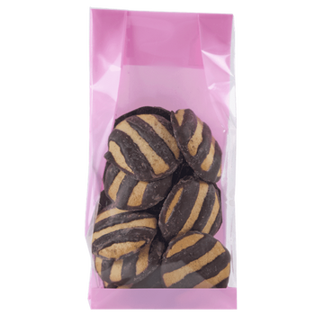 Sachet SOS fond PP Framboise Pastel 80 + 40 x 200 mm - carton de 1000 unités