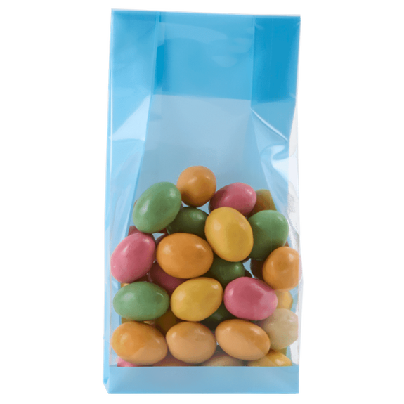 Sachet SOS fond PP Bleu Pastel 90 + 45 x 240 mm - carton de 1000 unités