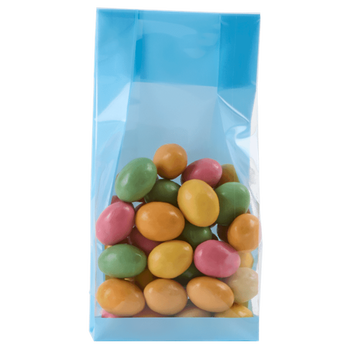 Sachet SOS fond PP Bleu Pastel 90 + 45 x 240 mm - carton de 1000 unités