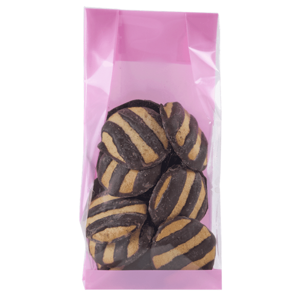 Sachet SOS fond PP Framboise Pastel 90 + 45 x 240 mm - carton de 1000 unités